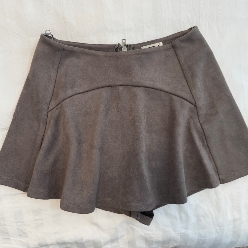 SEEK the Label Gray Faux Suede Mini Skort Shorts Size S Festival Boho Chic